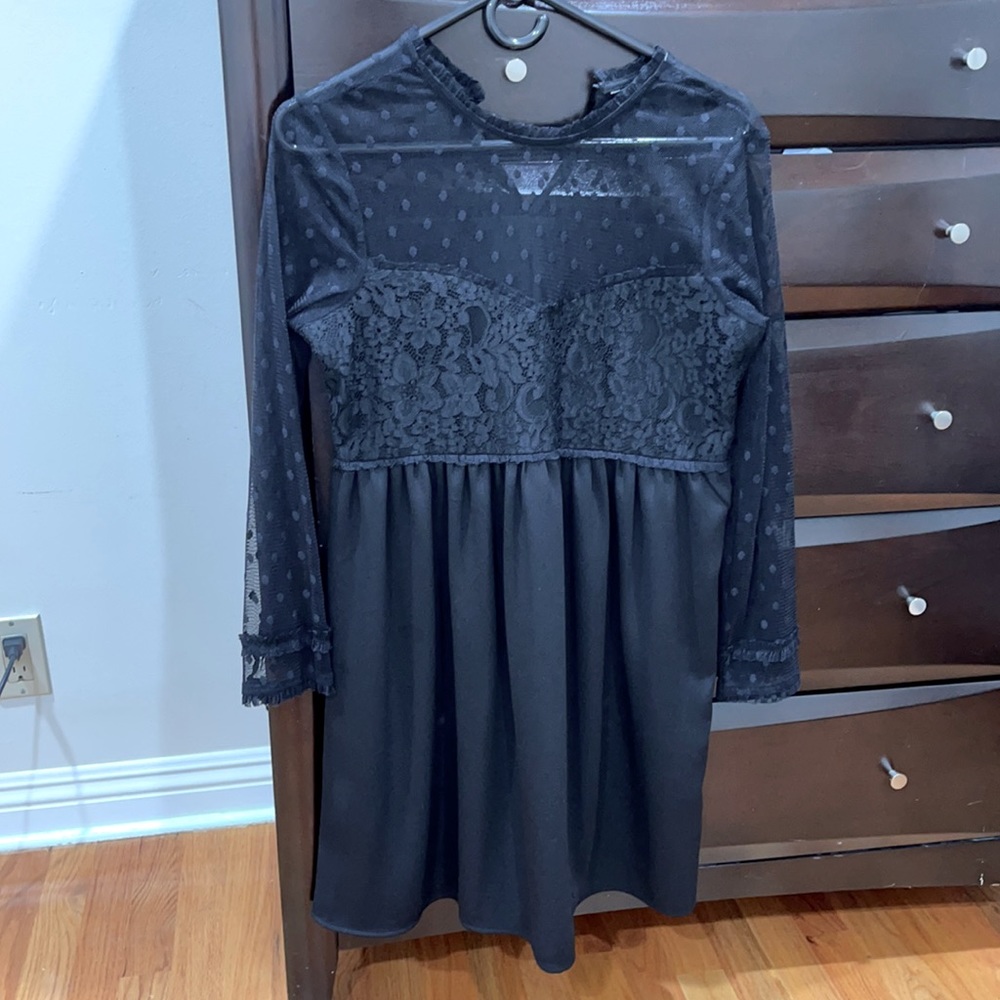 Black mini dress.